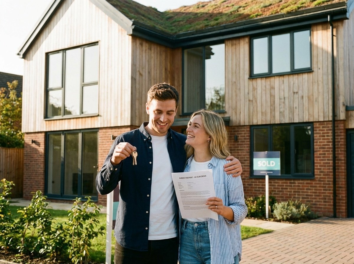 Happy couple after receiving RICS homebuyer report