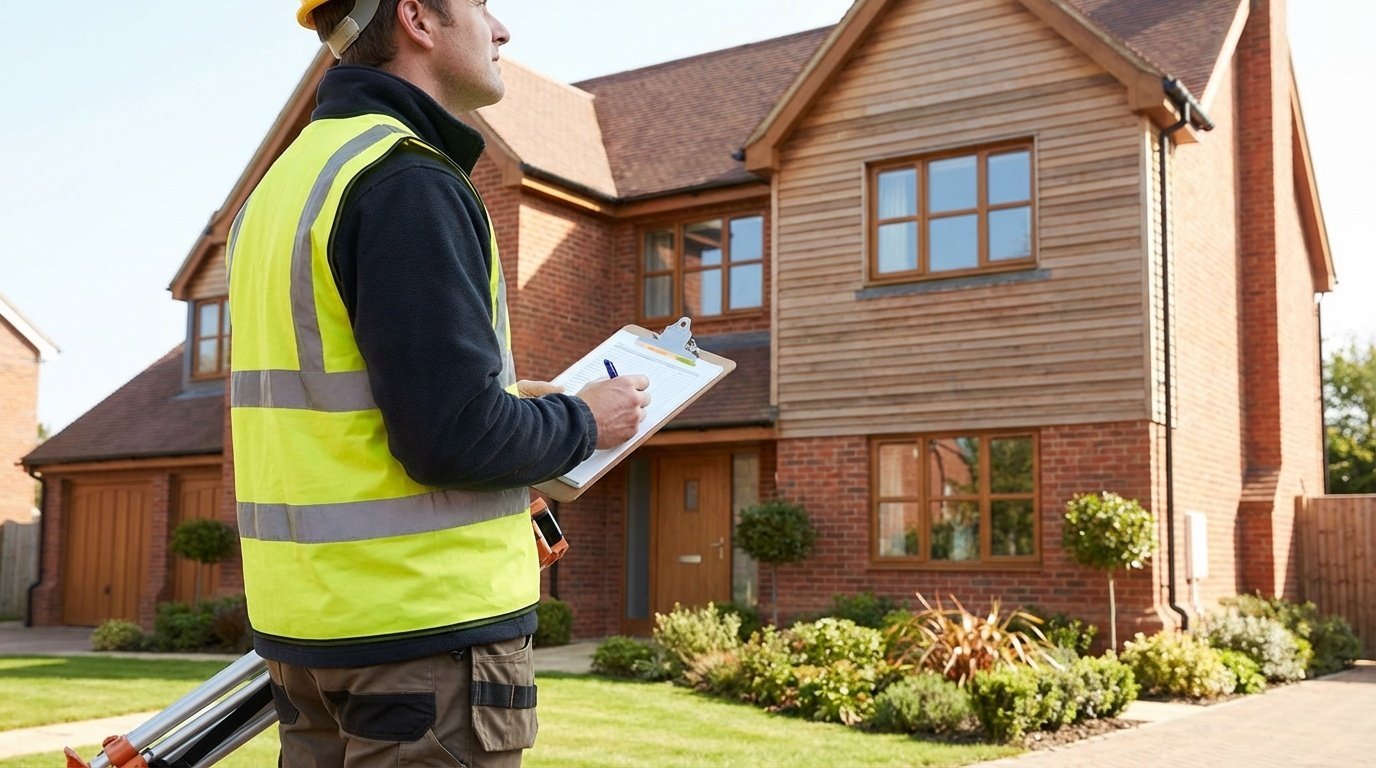 Local surveyor conducting property inspection in Kent